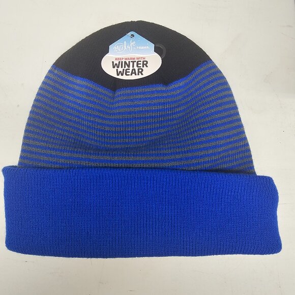 Other - *NWT* Black Blue Beanie Hat 7- Eleven 24/7 Life Winter Wear